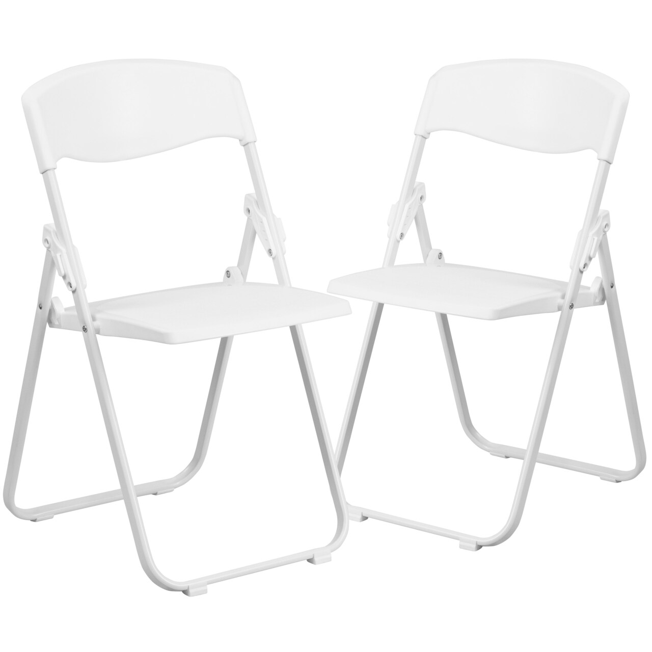 Emma and Oliver 2 Pack Commercial Event Plastic Folding Chair with Ganging Brackets